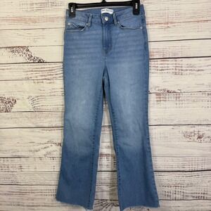 MARC NEW YORK Jeans Womens‎ Size 4 Light Wash High Rise Crop Flare Raw Hem Denim